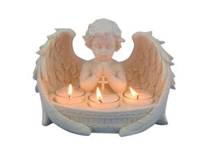 praying cherub tealight holder